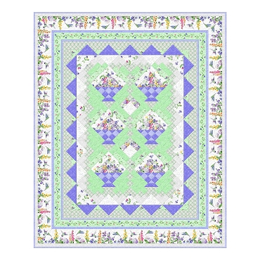 Basic Twin Quilt #9 with Floral Flutter